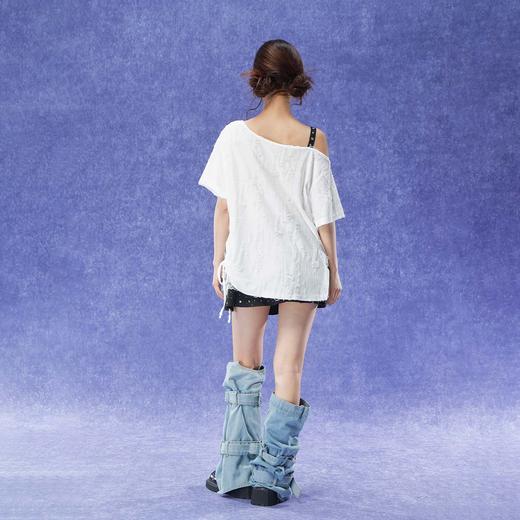 辣妹印花设计感显瘦宽松斜肩T恤-纪念日百货门店同款171653217 商品图2