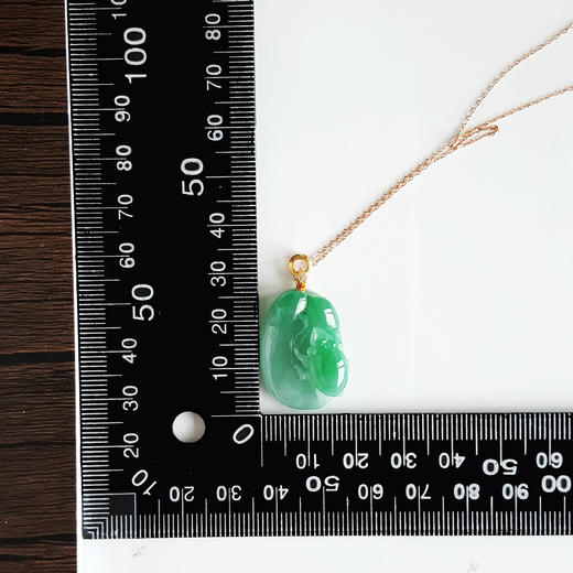 【天然正品】A货翡翠AU750黄金镶钻镶天然细腻满绿富甲一方糯冰种翡翠吊坠项链311025AH11 商品图2