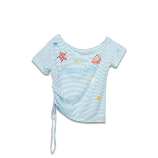 夏季斜肩条纹抽绳罩衫-纪念日百货门店同款171445143 商品图4