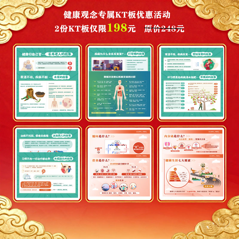 【五一特惠】健康观念专属kt板 大春健康观念故事KT板11张22面 健康生活七要素7张14面KT板42*21CM印刷品