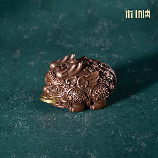 铜师傅《吉祥貔貅》招财解压铜手把件紫铜摆件 桌面吉祥物装饰品 商品图0