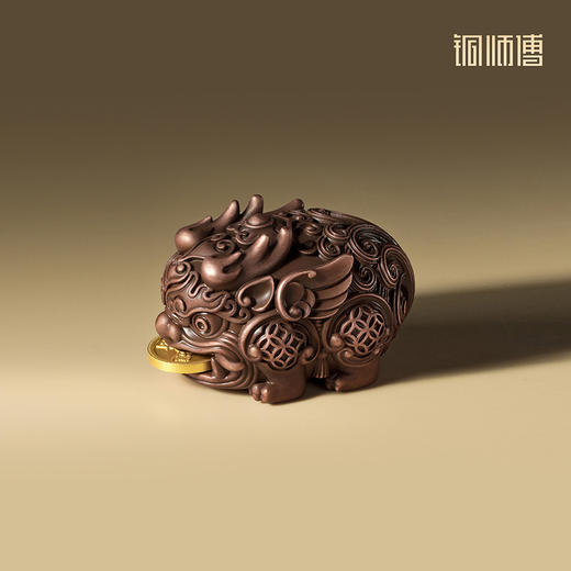 铜师傅《吉祥貔貅》招财解压铜手把件紫铜摆件 桌面吉祥物装饰品 商品图3