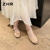 ZHR则则红色绒面浅口单鞋2026新款简约纯色透气舒适平底百搭女鞋 商品缩略图4