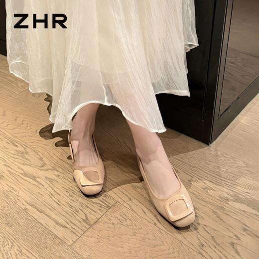 ZHR则则红色绒面浅口单鞋2026新款简约纯色透气舒适平底百搭女鞋 商品图4
