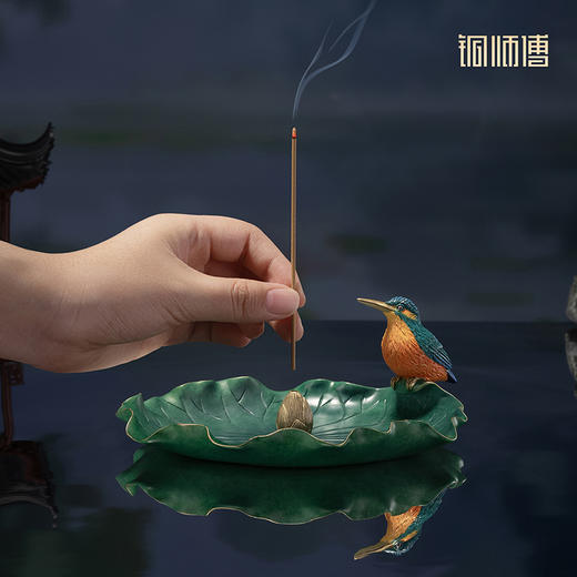 铜师傅 《荷翠香插》客厅桌面铜香炉摆件 家居装饰工艺品 商品图4