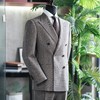 新款男士深咖双排扣亲王格 Dino Filarte意大利料轻奢套装 商品缩略图0