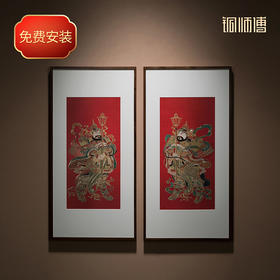 铜师傅 手工錾刻《门神纳福（一对）》客厅玄关画沙发背景墙挂画