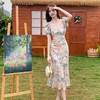 LPIUTY 梦幻晕染印花仙女裙 L018269 天鹅颈方领 巧妙修饰颈部线条 收腰A字版型 契合人体曲线 立体打褶工艺 灵动层次感【下单3-7天发货！周日、节假日顺延】 商品缩略图0