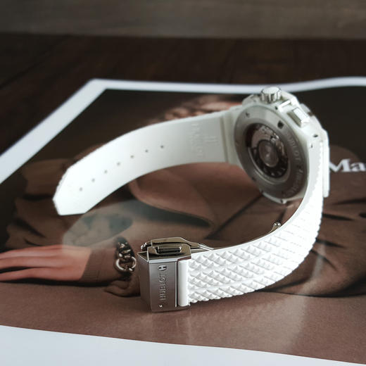【95新】HUBLOT 宇舶342.CH.230.RW自动机械机芯日期显示、计时41MM（女款）BIG BANG系列白陶瓷/精钢270426JJ20 商品图5