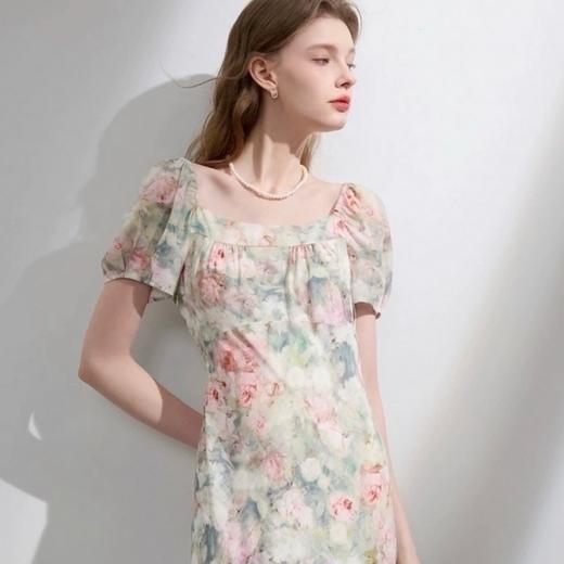 LPIUTY 梦幻晕染印花仙女裙 L018269 天鹅颈方领 巧妙修饰颈部线条 收腰A字版型 契合人体曲线 立体打褶工艺 灵动层次感【下单3-7天发货！周日、节假日顺延】 商品图2