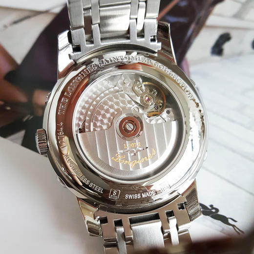【95新】LONGINES 浪琴L2.764.4.53.6自动机械机芯日期、星期、月相显示、昼夜显示、双时区44MM（男款）索伊米亚系列精钢120426TJ07 商品图6