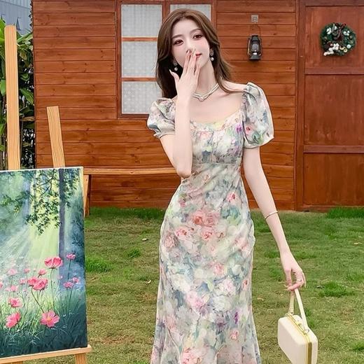 LPIUTY 梦幻晕染印花仙女裙 L018269 天鹅颈方领 巧妙修饰颈部线条 收腰A字版型 契合人体曲线 立体打褶工艺 灵动层次感【下单3-7天发货！周日、节假日顺延】 商品图12