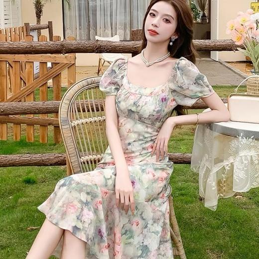 LPIUTY 梦幻晕染印花仙女裙 L018269 天鹅颈方领 巧妙修饰颈部线条 收腰A字版型 契合人体曲线 立体打褶工艺 灵动层次感【下单3-7天发货！周日、节假日顺延】 商品图14