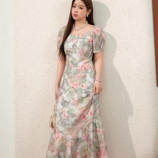 LPIUTY 梦幻晕染印花仙女裙 L018269 天鹅颈方领 巧妙修饰颈部线条 收腰A字版型 契合人体曲线 立体打褶工艺 灵动层次感【下单3-7天发货！周日、节假日顺延】 商品图6