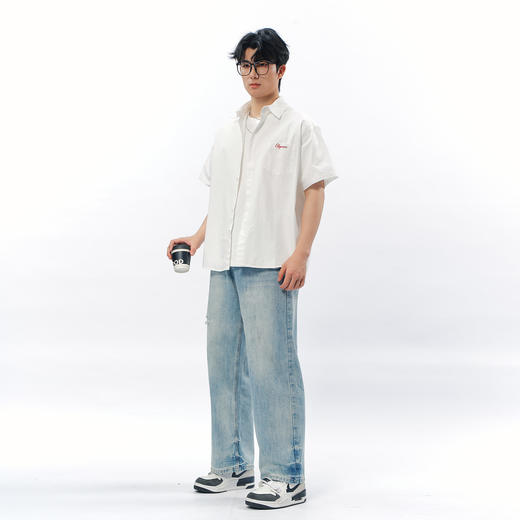 简约宽松净色百搭短袖衬衫-纪念日百货门店同款171652134 商品图3