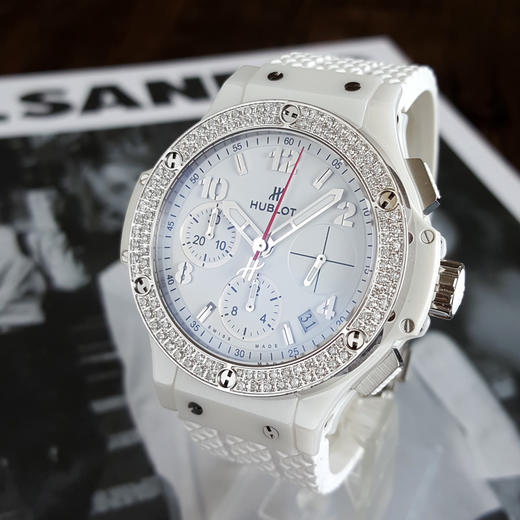 【95新】HUBLOT 宇舶342.CH.230.RW自动机械机芯日期显示、计时41MM（女款）BIG BANG系列白陶瓷/精钢270426JJ20 商品图1