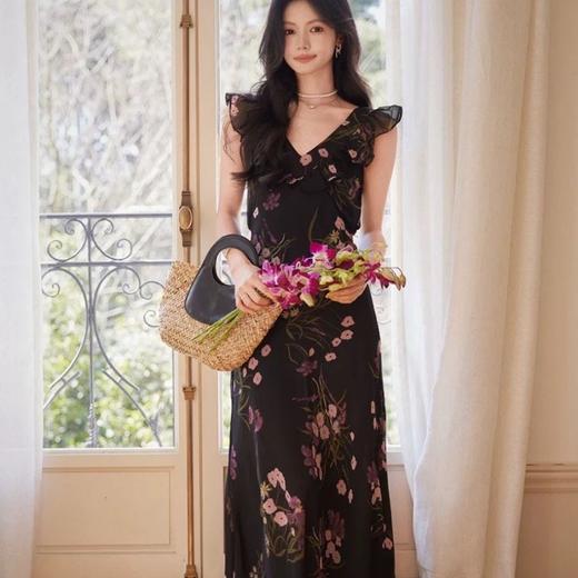 LPIUTY 正反两穿秀款印花花卉连衣裙 L0129010 细腻纹路自带高级滤镜 无袖设计+定制荷叶边领型 遮肉显瘦 贴合腰臀曲线；【下单3-7天发货！周日、节假日顺延】 商品图5