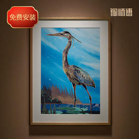 铜师傅 手工錾刻 铜雕画《蓝鹭之二》