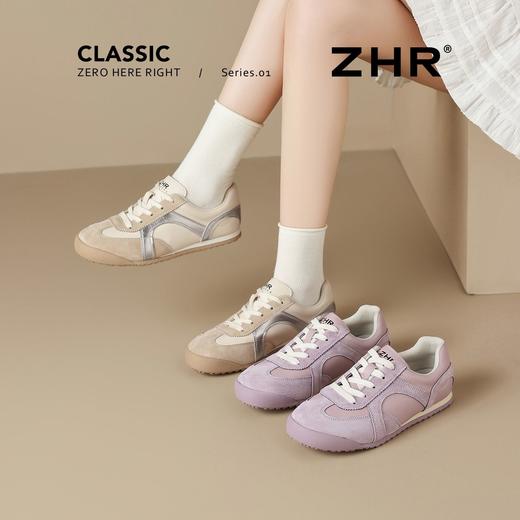ZHR则则紫色德训鞋女2026春季新款透气平底阿甘鞋复古休闲鞋 商品图9