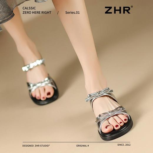 ZHR则则平底蝴蝶结拖鞋2026夏季新款气质百搭一字拖优雅外穿女鞋 商品图4