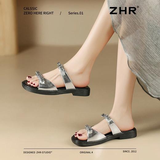 ZHR则则平底蝴蝶结拖鞋2026夏季新款气质百搭一字拖优雅外穿女鞋 商品图5