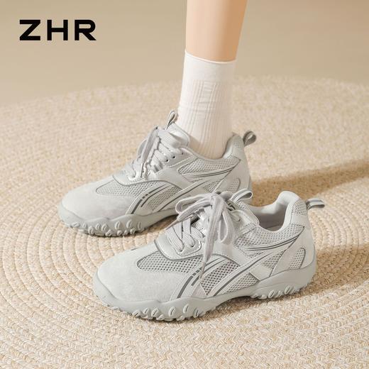 【头层猪皮】ZHR则则内增高阿甘鞋德训鞋女鞋网面透气休闲运动鞋 商品图9