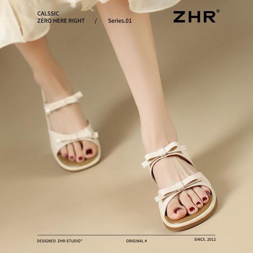 ZHR则则平底蝴蝶结拖鞋2026夏季新款气质百搭一字拖优雅外穿女鞋 商品图2