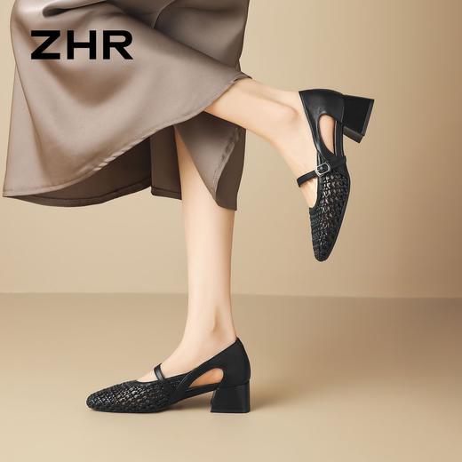 ZHR则则复古镂空透气粗跟凉鞋2026夏季新款百搭单鞋通勤女鞋气质 商品图8