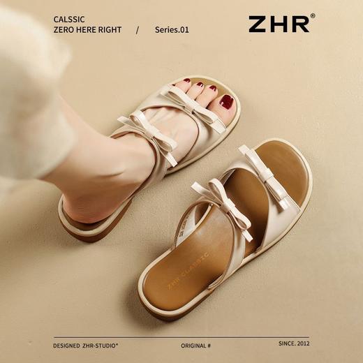 ZHR则则平底蝴蝶结拖鞋2026夏季新款气质百搭一字拖优雅外穿女鞋 商品图7