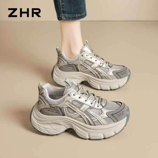 ZHR则则厚底老爹鞋女2026新款网面透气休闲鞋轻便软底运动鞋凉鞋 商品图4
