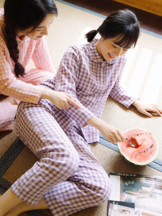 M*JI100%棉双层纱情侣糖果色家居服30137 商品图4
