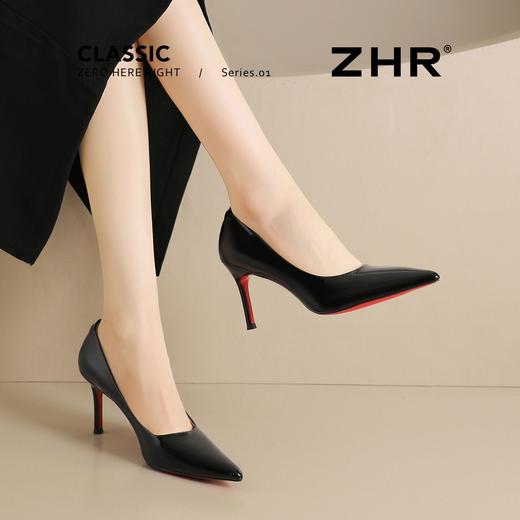 ZHR则则【跟高8CM】气质红底高跟鞋2026新款尖头浅口细跟鞋职业鞋 商品图2