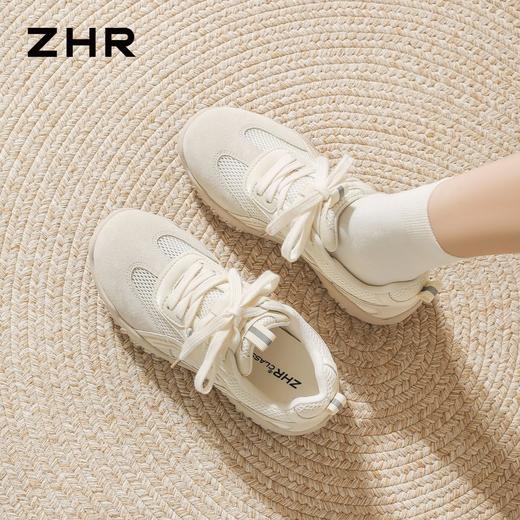 【头层猪皮】ZHR则则内增高阿甘鞋德训鞋女鞋网面透气休闲运动鞋 商品图8