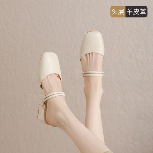ZHR则则【头层羊皮】粗跟高跟鞋包头拖鞋外穿2026夏季新穆勒女鞋 商品图3