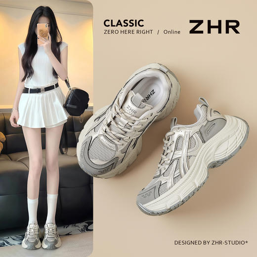 ZHR则则厚底老爹鞋女2026新款网面透气休闲鞋轻便软底运动鞋凉鞋 商品图0