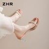ZHR法式水钻方头凉拖鞋透明一字带2026新款优雅时尚增高粗高跟鞋 商品缩略图7