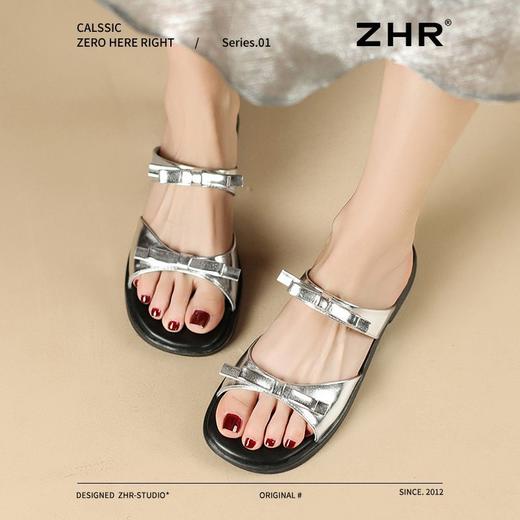 ZHR则则平底蝴蝶结拖鞋2026夏季新款气质百搭一字拖优雅外穿女鞋 商品图3