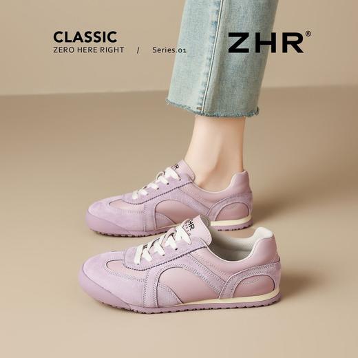 ZHR则则紫色德训鞋女2026春季新款透气平底阿甘鞋复古休闲鞋 商品图1