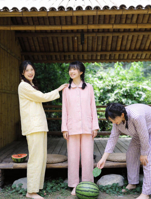 M*JI100%棉双层纱情侣糖果色家居服30137 商品图9
