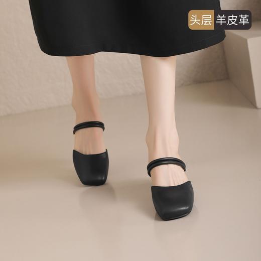 ZHR则则【头层羊皮】粗跟高跟鞋包头拖鞋外穿2026夏季新穆勒女鞋 商品图7