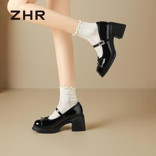 ZHR【猪皮垫】甜美蝴蝶结玛丽珍女鞋新款法式百搭jk鞋黑色小皮鞋 商品图7