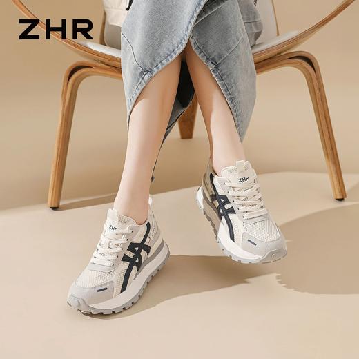 ZHR则则7CM内增高女鞋德训鞋2026新款春厚底百搭休闲运动鞋阿甘鞋 商品图5
