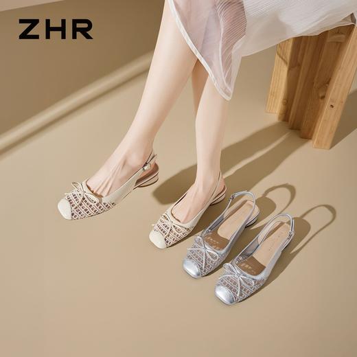 ZHR则则复古蝴蝶结透气包头凉鞋粗跟女2026夏季新款百搭单鞋通勤 商品图2