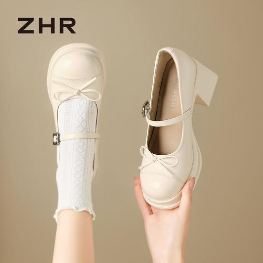 ZHR【猪皮垫】甜美蝴蝶结玛丽珍女鞋新款法式百搭jk鞋黑色小皮鞋 商品图8