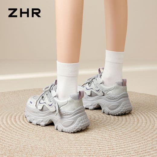 ZHR复古网面【厚底6.5cm】老爹鞋夏季新款透气百搭运动鞋休闲鞋女 商品图4