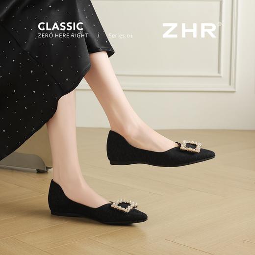 ZHR法式水钻珍珠方扣浅口单鞋女鞋2026新款百搭通勤轻便一脚蹬女 商品图4
