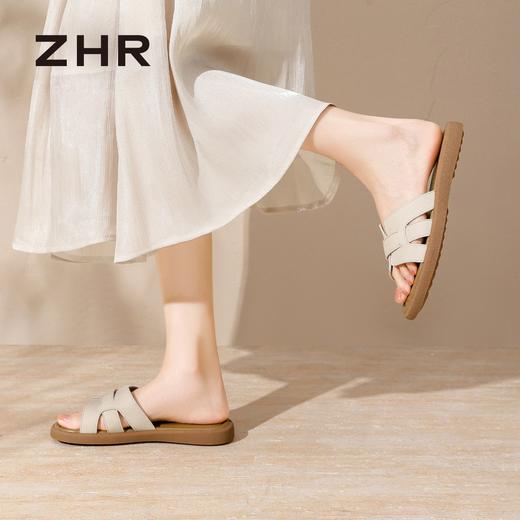 ZHR则则复古编织平底拖鞋外穿多巴胺女2026夏季新款百搭轻便女鞋 商品图3