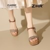 ZHR水钻【7CM】坡跟凉鞋2026新款不累显高优雅超仙超软脚一字凉鞋 商品缩略图8