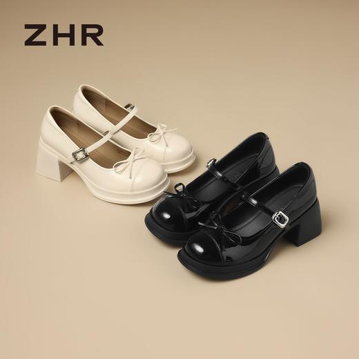 ZHR【猪皮垫】甜美蝴蝶结玛丽珍女鞋新款法式百搭jk鞋黑色小皮鞋 商品图2