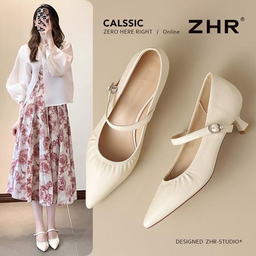 ZHR则则复古尖头浅口法式单鞋女2026新款百搭洋气玛丽珍细跟女鞋 商品图3